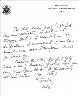 クリントン大統領自筆のお礼の手紙